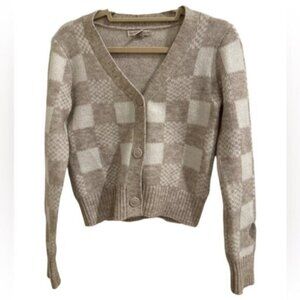 Checkered Sincerely Jules Tan and White Sweater Size XS